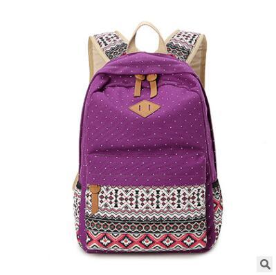 Canvas Print Ms. Backpack Travel Casual Backpack Female Laptop Bag Student Bag - KKAM STORES
