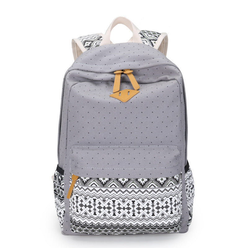 Canvas Print Ms. Backpack Travel Casual Backpack Female Laptop Bag Student Bag - KKAM STORES