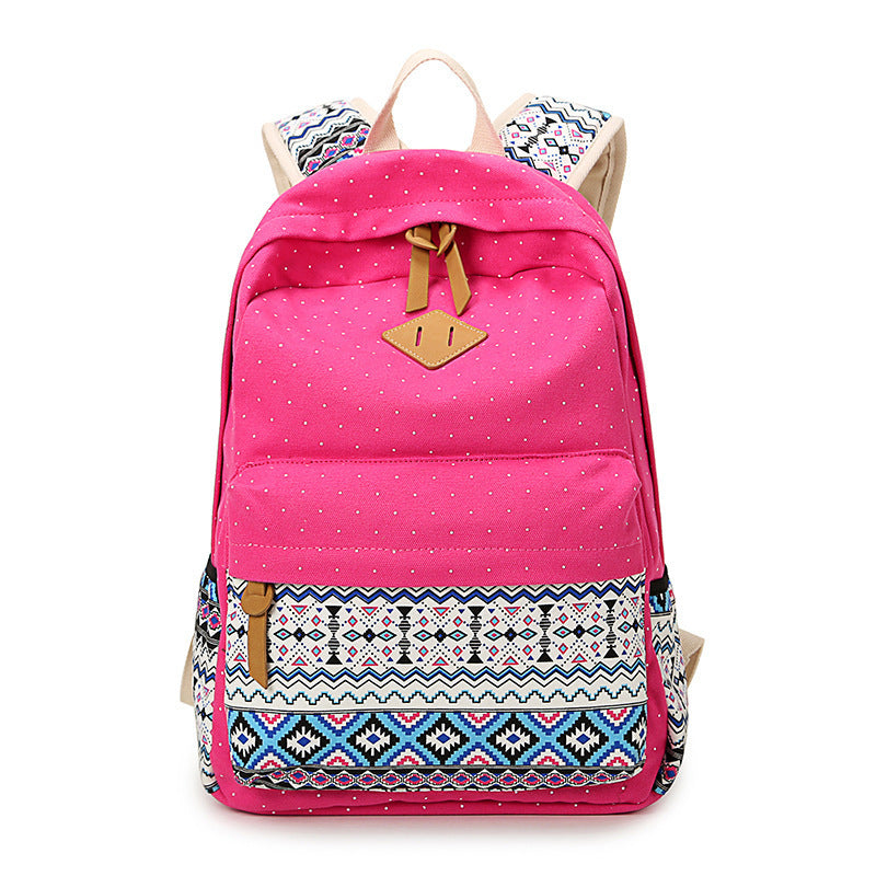 Canvas Print Ms. Backpack Travel Casual Backpack Female Laptop Bag Student Bag - KKAM STORES