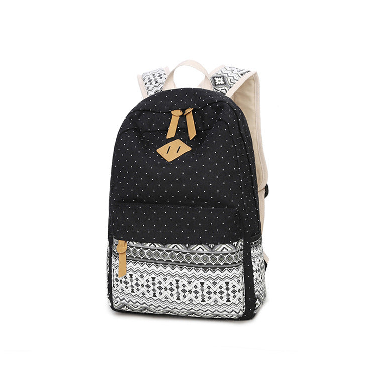 Canvas Print Ms. Backpack Travel Casual Backpack Female Laptop Bag Student Bag - KKAM STORES