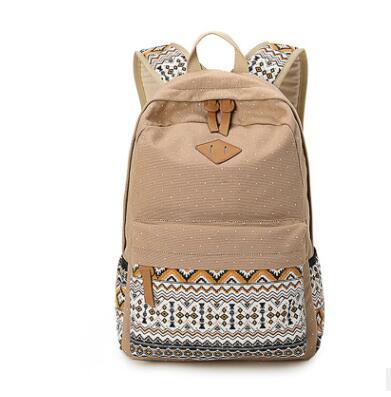 Canvas Print Ms. Backpack Travel Casual Backpack Female Laptop Bag Student Bag - KKAM STORES