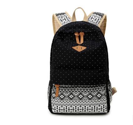 Canvas Print Ms. Backpack Travel Casual Backpack Female Laptop Bag Student Bag - KKAM STORES