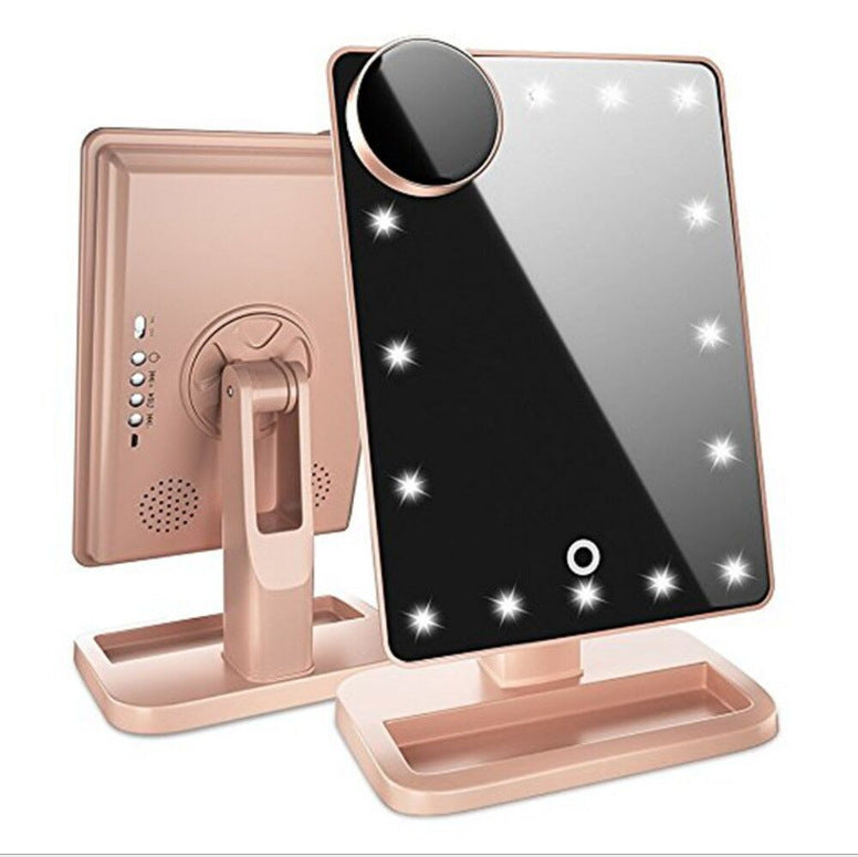 Touch Screen Makeup Mirror With 20 LED Light Bluetooth Music Speaker 10X Magnifying Mirrors Lights - KKAM STORES