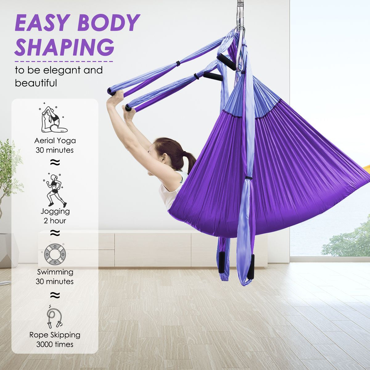 Aerial Yoga Swing with Three Different Lengths of Handle