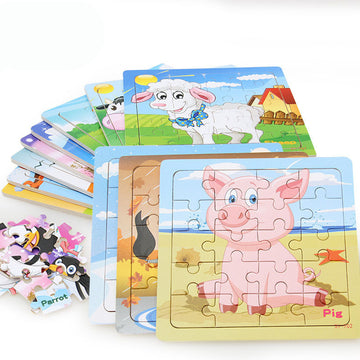 Children's poultry animal wooden puzzle