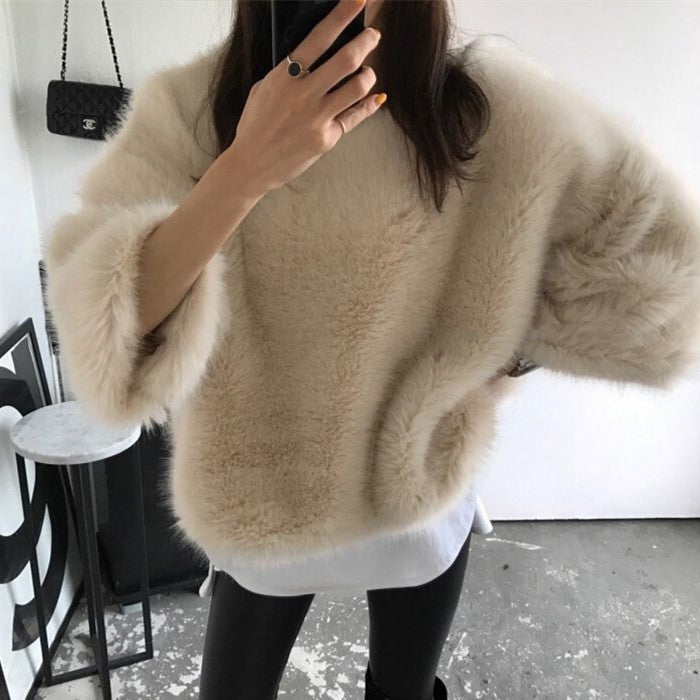 Korea Autumn And Winter Net Red Furry Tops Faux Plush Sweater Women