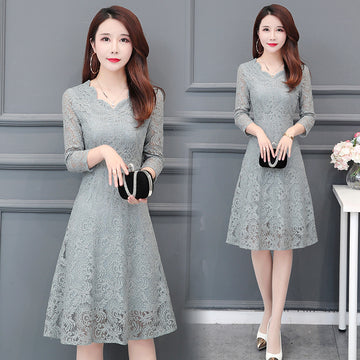 Autumn Womens Lace Mid Length Dress