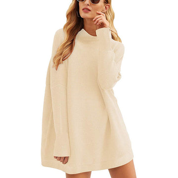 Tops Pullovers High Neck Loose Knit Sweater Women