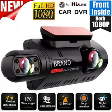 1080P Car Recorder Camera Auto Wide Angle Night Vision Dual Camera Camera HD inside Front Rear Camera Dual Lens Recorder