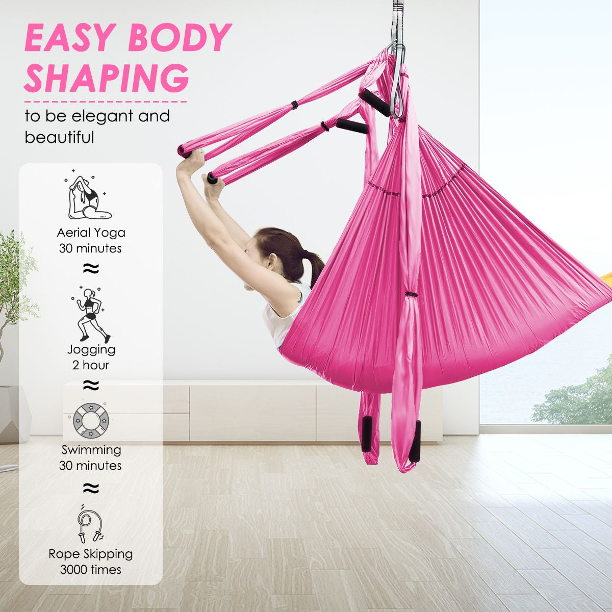 Aerial Yoga Swing with Three Different Lengths of Handle