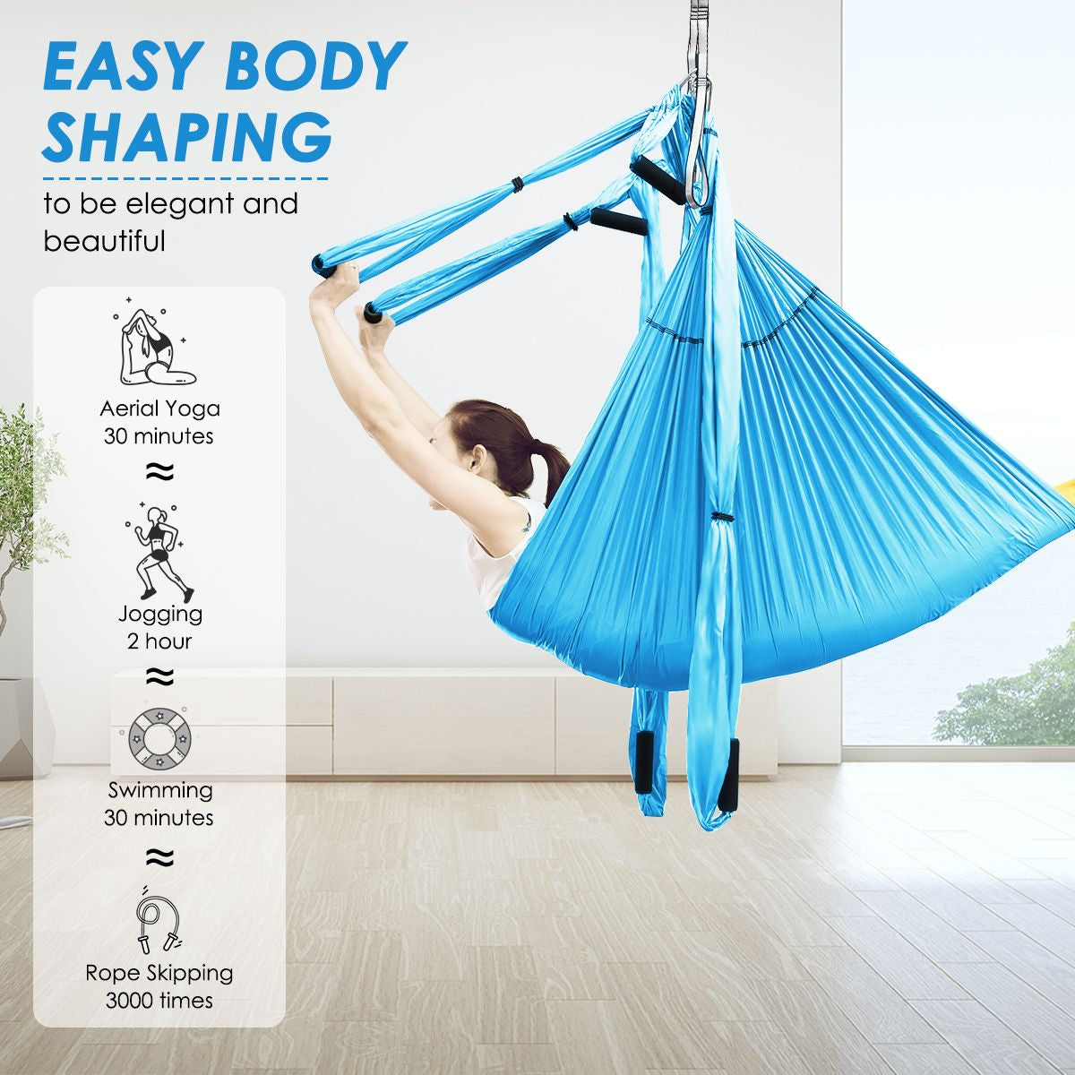 Aerial Yoga Swing with Three Different Lengths of Handle