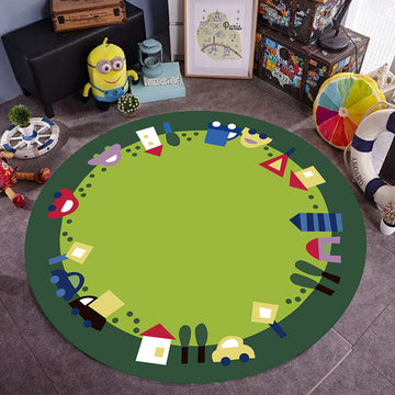 Children's Bedroom Stylish Round Printed Carpet