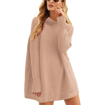 Tops Pullovers High Neck Loose Knit Sweater Women