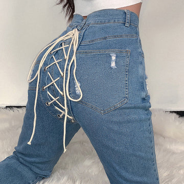 Shredded jeans women Xia Chao was thin