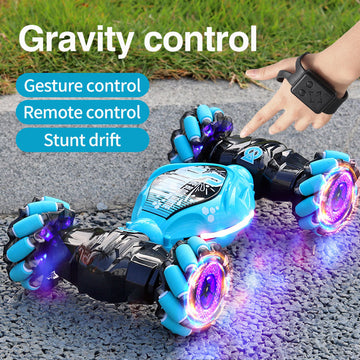 4WD RC Off Road Stunt Wheels Drift Car With Music Led Lights 2.4G Gesture Remote Control Spray 360 Rotating Climbing Car Toys