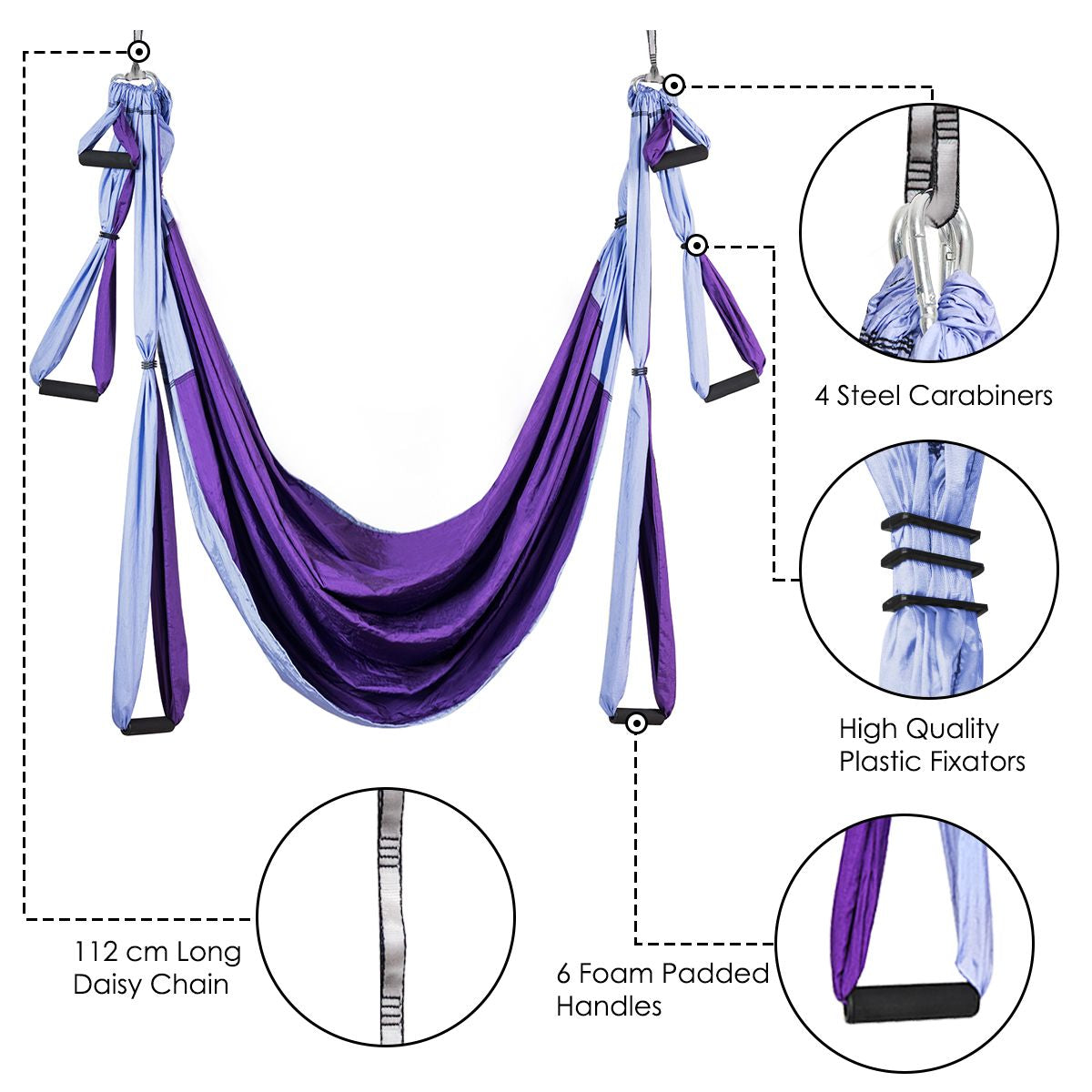 Aerial Yoga Swing with Three Different Lengths of Handle