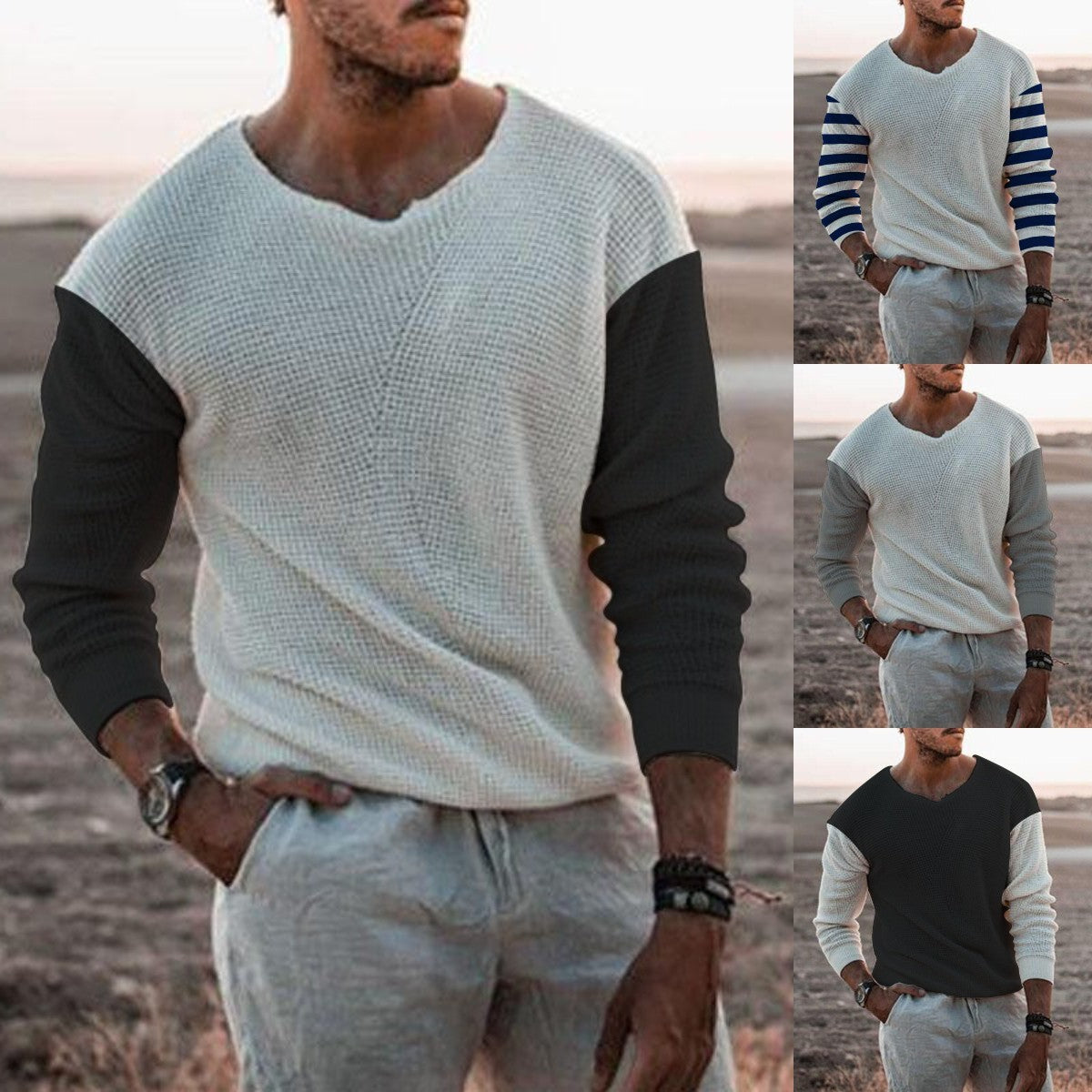 Men's Fashion Casual Long Sleeve Round Neck Slim-fit Jumper