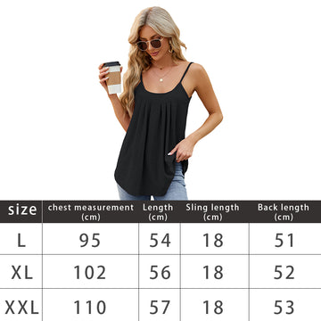 Women Camisole Spaghetti Strap Tank Tops Loose Fit Flowy Vest - White 2XL