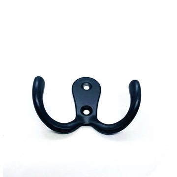 10 Pcs Double Coat Hooks Heavy Duty Metal Door Hooks with Screws - Black