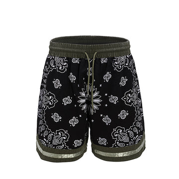 Cashew Flower Patchwork Casual Shorts For Men