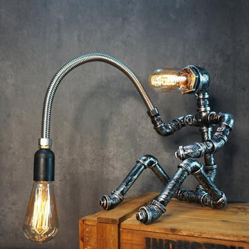 American Retro Industrial Style Bar Water Pipe Table Lamps