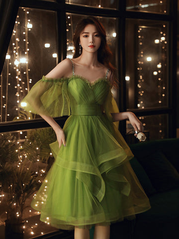 Womens New Green Texture Temperament Bridesmaid Dress