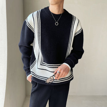 Men's Geometric Jacquard Light Ripening Sweater