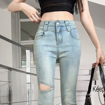 Fringed Burr Slightly Flared Jeans Women